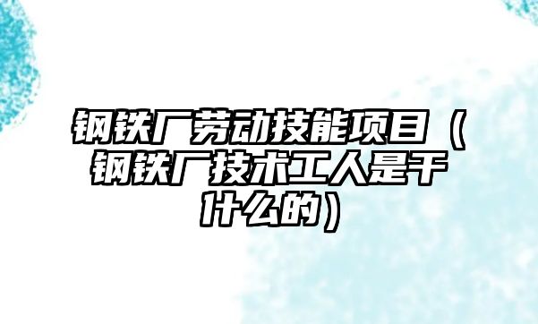 鋼鐵廠勞動技能項目（鋼鐵廠技術工人是干什么的）