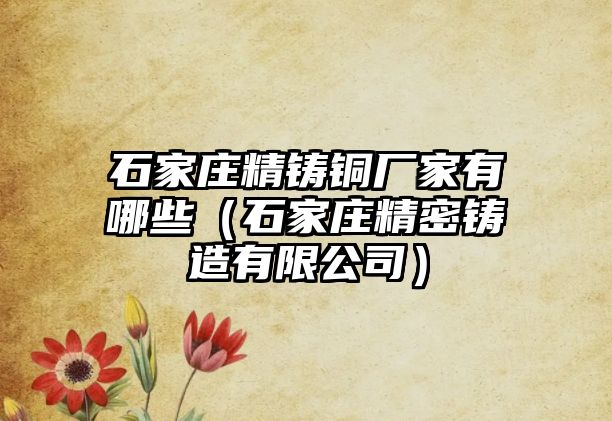 石家莊精鑄銅廠家有哪些（石家莊精密鑄造有限公司）