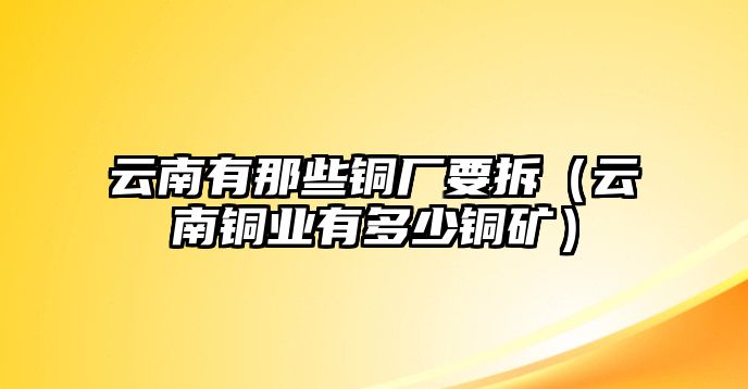 云南有那些銅廠要拆（云南銅業(yè)有多少銅礦）