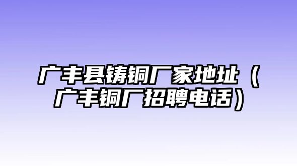 廣豐縣鑄銅廠家地址（廣豐銅廠招聘電話）