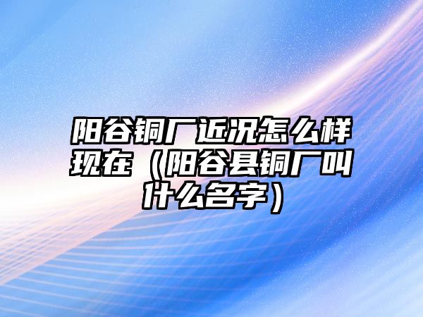 陽(yáng)谷銅廠近況怎么樣現(xiàn)在（陽(yáng)谷縣銅廠叫什么名字）