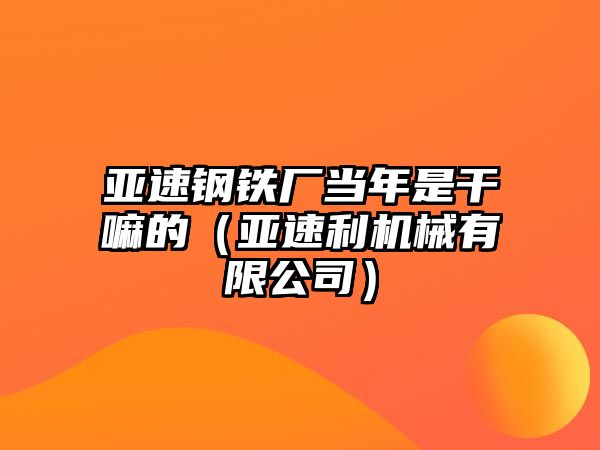 亞速鋼鐵廠當(dāng)年是干嘛的（亞速利機(jī)械有限公司）