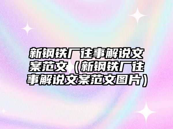 新鋼鐵廠往事解說文案范文（新鋼鐵廠往事解說文案范文圖片）