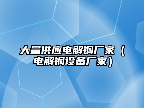 大量供應電解銅廠家（電解銅設備廠家）