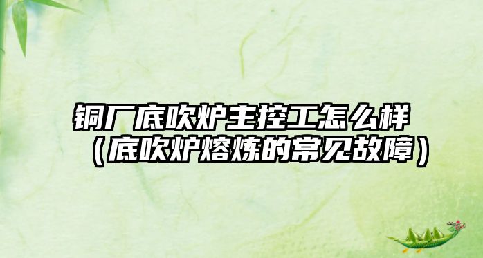 銅廠底吹爐主控工怎么樣（底吹爐熔煉的常見故障）