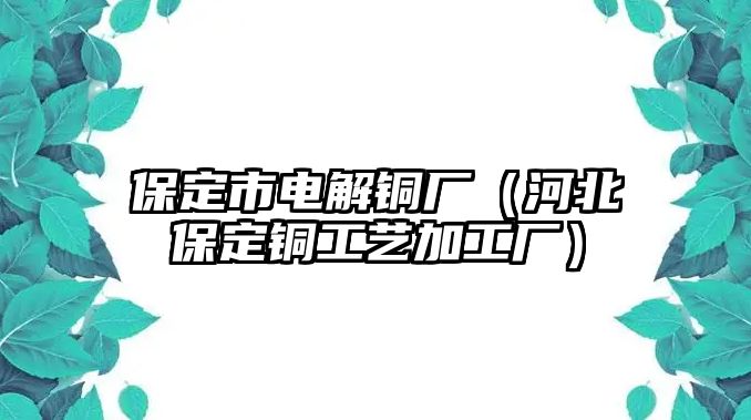 保定市電解銅廠（河北保定銅工藝加工廠）