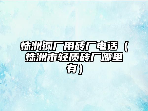 株洲銅廠用磚廠電話（株洲市輕質(zhì)磚廠哪里有）