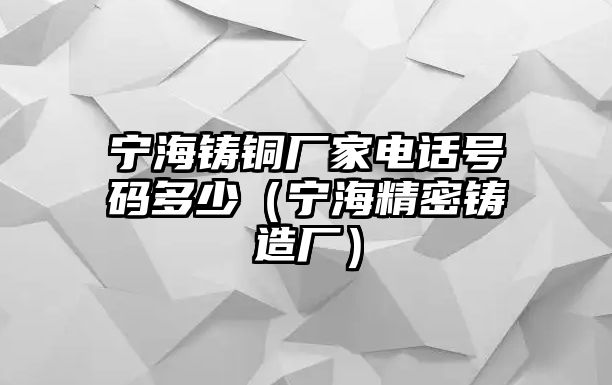 寧海鑄銅廠家電話號碼多少（寧海精密鑄造廠）