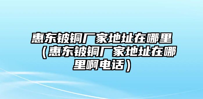 惠東鈹銅廠家地址在哪里（惠東鈹銅廠家地址在哪里啊電話）