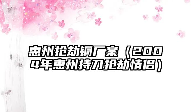 惠州搶劫銅廠案（2004年惠州持刀搶劫情侶）