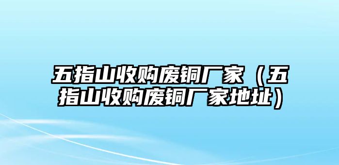 五指山收購(gòu)廢銅廠家（五指山收購(gòu)廢銅廠家地址）