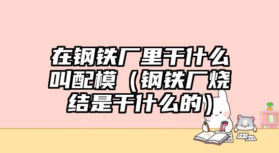 在鋼鐵廠里干什么叫配模（鋼鐵廠燒結(jié)是干什么的）