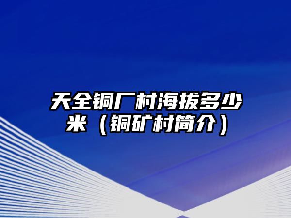 天全銅廠村海拔多少米（銅礦村簡介）