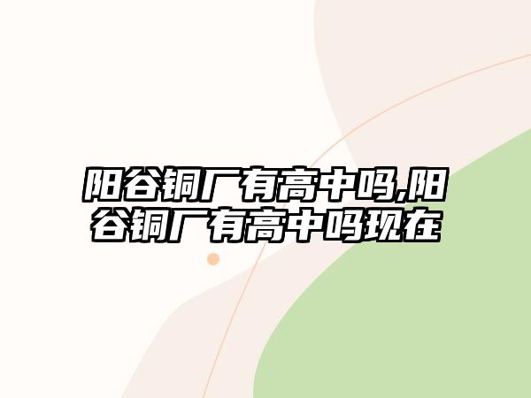 陽(yáng)谷銅廠有高中嗎,陽(yáng)谷銅廠有高中嗎現(xiàn)在