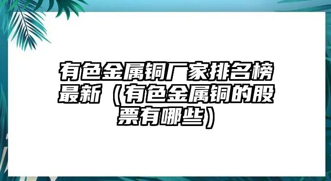 有色金屬銅廠家排名榜最新（有色金屬銅的股票有哪些）