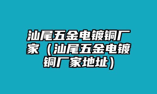 汕尾五金電鍍銅廠家（汕尾五金電鍍銅廠家地址）