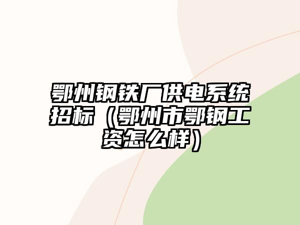 鄂州鋼鐵廠供電系統(tǒng)招標(biāo)（鄂州市鄂鋼工資怎么樣）