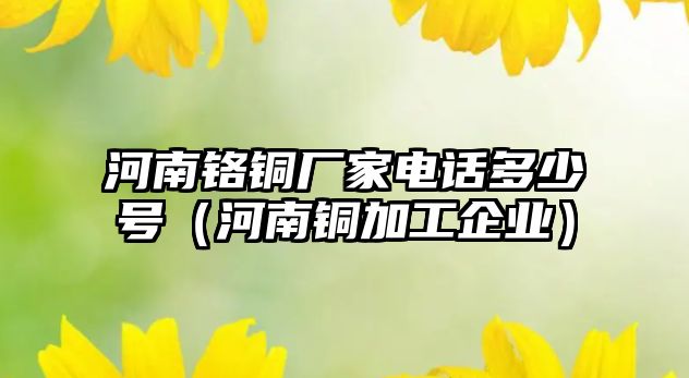 河南鉻銅廠家電話多少號（河南銅加工企業(yè)）