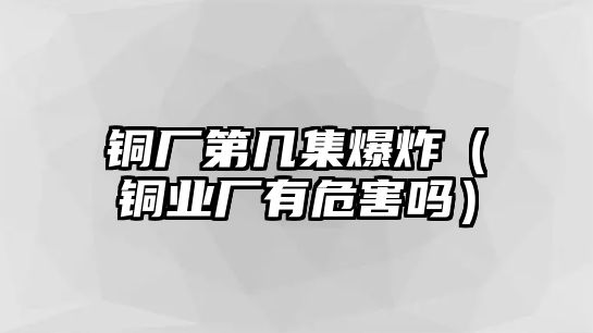 銅廠第幾集爆炸（銅業(yè)廠有危害嗎）