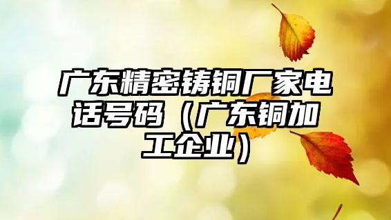 廣東精密鑄銅廠家電話號(hào)碼（廣東銅加工企業(yè)）