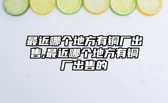 最近哪個(gè)地方有銅廠出售,最近哪個(gè)地方有銅廠出售的