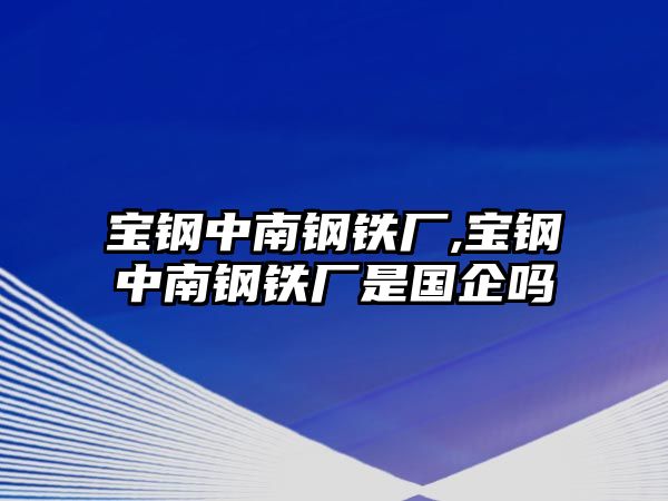 寶鋼中南鋼鐵廠,寶鋼中南鋼鐵廠是國企嗎