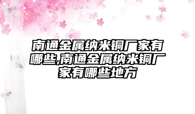 南通金屬納米銅廠家有哪些,南通金屬納米銅廠家有哪些地方