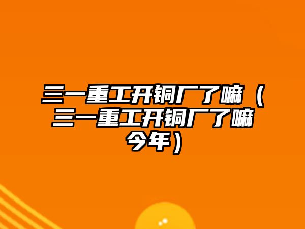 三一重工開銅廠了嘛（三一重工開銅廠了嘛今年）