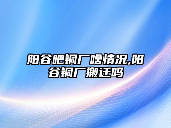 陽谷吧銅廠啥情況,陽谷銅廠搬遷嗎