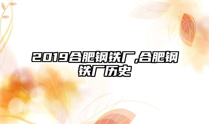 2019合肥鋼鐵廠,合肥鋼鐵廠歷史