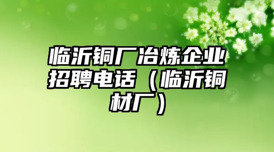 臨沂銅廠冶煉企業(yè)招聘電話（臨沂銅材廠）