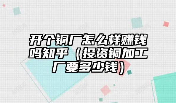 開個(gè)銅廠怎么樣賺錢嗎知乎（投資銅加工廠要多少錢）