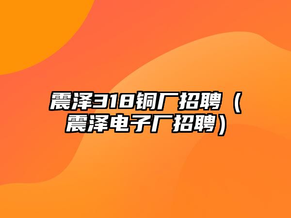 震澤318銅廠招聘（震澤電子廠招聘）