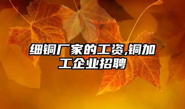 細(xì)銅廠家的工資,銅加工企業(yè)招聘