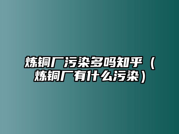 煉銅廠污染多嗎知乎（煉銅廠有什么污染）