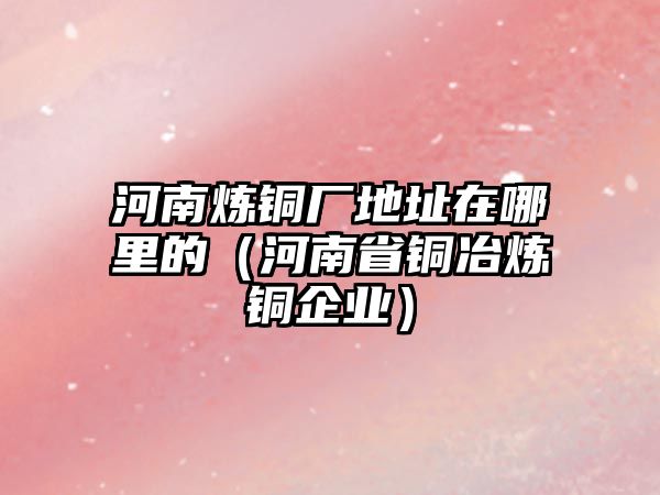 河南煉銅廠地址在哪里的（河南省銅冶煉銅企業(yè)）