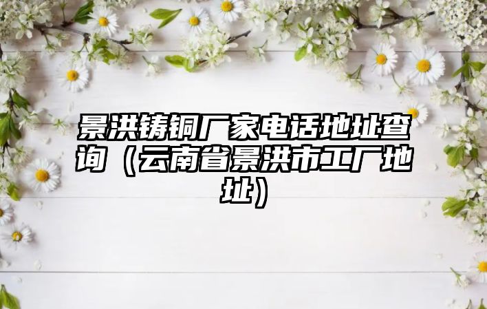 景洪鑄銅廠家電話地址查詢（云南省景洪市工廠地址）