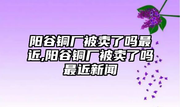 陽(yáng)谷銅廠被賣了嗎最近,陽(yáng)谷銅廠被賣了嗎最近新聞