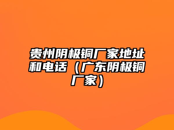 貴州陰極銅廠家地址和電話（廣東陰極銅廠家）