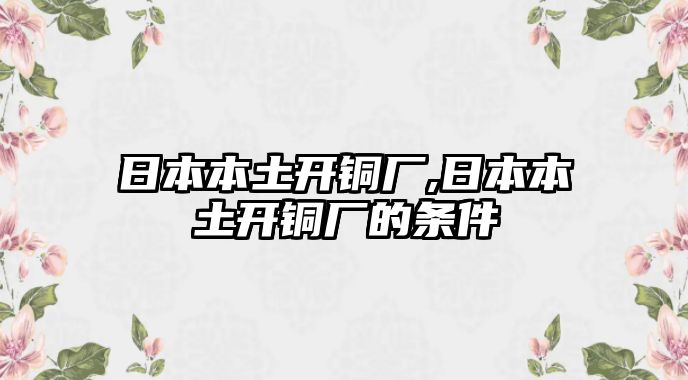 日本本土開銅廠,日本本土開銅廠的條件