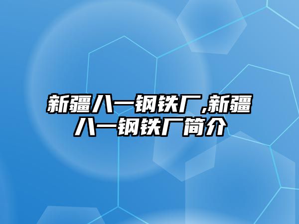 新疆八一鋼鐵廠,新疆八一鋼鐵廠簡介