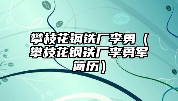 攀枝花鋼鐵廠李勇（攀枝花鋼鐵廠李勇軍簡(jiǎn)歷）