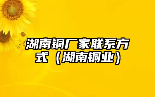 湖南銅廠家聯(lián)系方式（湖南銅業(yè)）