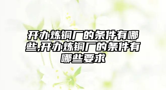 開辦煉銅廠的條件有哪些,開辦煉銅廠的條件有哪些要求