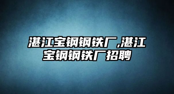 湛江寶鋼鋼鐵廠,湛江寶鋼鋼鐵廠招聘