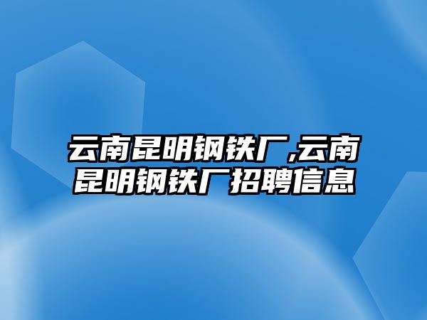 云南昆明鋼鐵廠,云南昆明鋼鐵廠招聘信息