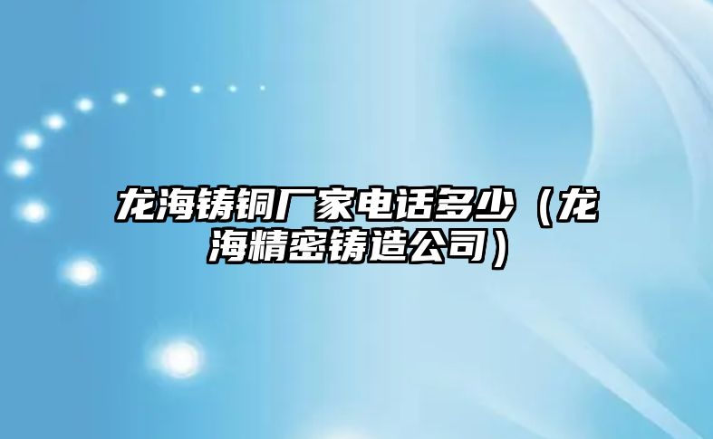 龍海鑄銅廠家電話多少（龍海精密鑄造公司）