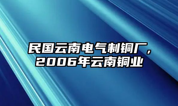 民國(guó)云南電氣制銅廠(chǎng),2006年云南銅業(yè)