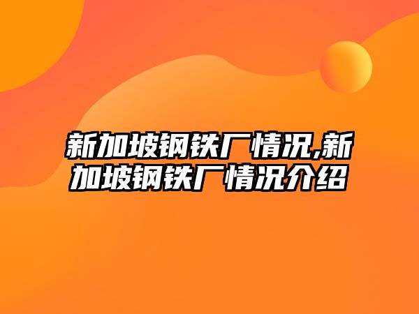 新加坡鋼鐵廠情況,新加坡鋼鐵廠情況介紹