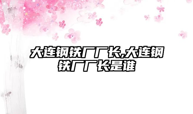 大連鋼鐵廠廠長,大連鋼鐵廠廠長是誰